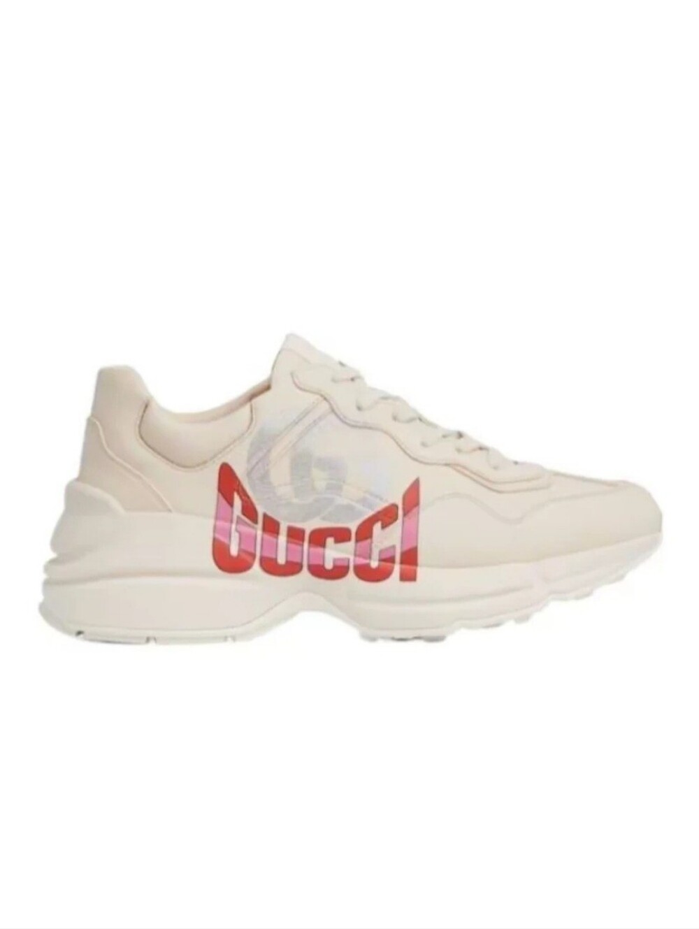 $1,080 GUCCI Rython GG Logo Ivory Leather Sneakers EU 42 US 12 BNIB